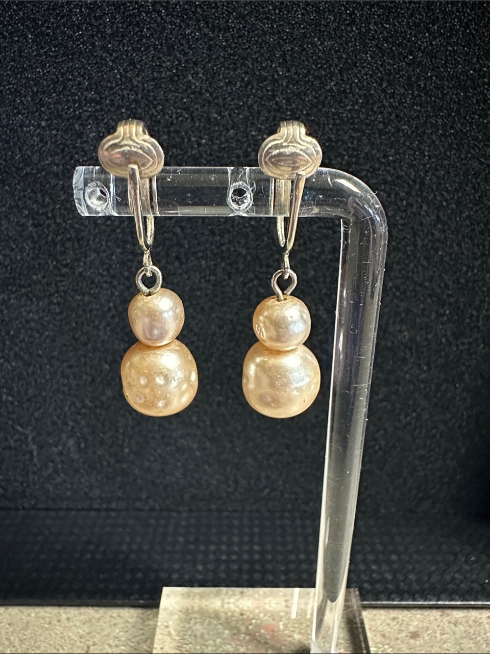 Sarah Coventry Gold-Tone Double Pearl Drop Earrings